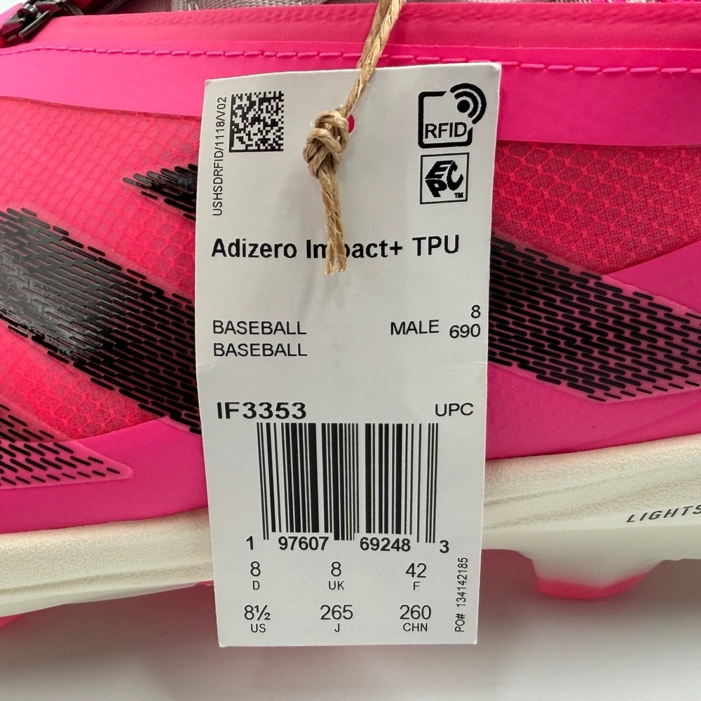 Adidas Adizero Impact+ TPU Baseball Cleats Mens 8.5 Pink Silver IF3353 **NEW** - Picture 12 of 15